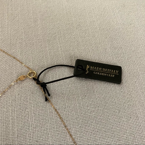 GOLDEN CLEF Asymmetrical Letter F Initial Pendant Necklace 14k Gold ITALY $199 - Picture 11 of 15